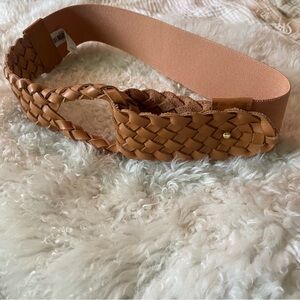 J. McLaughlin Tan Braided Leather Belt